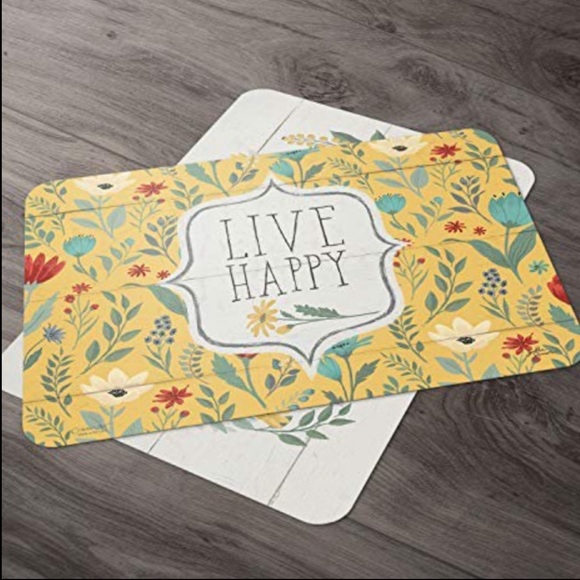 CounterArt Placemats Blooming Thoughts Reversible Floral Yellow 4 Piece Pieces - Picture 10 of 10